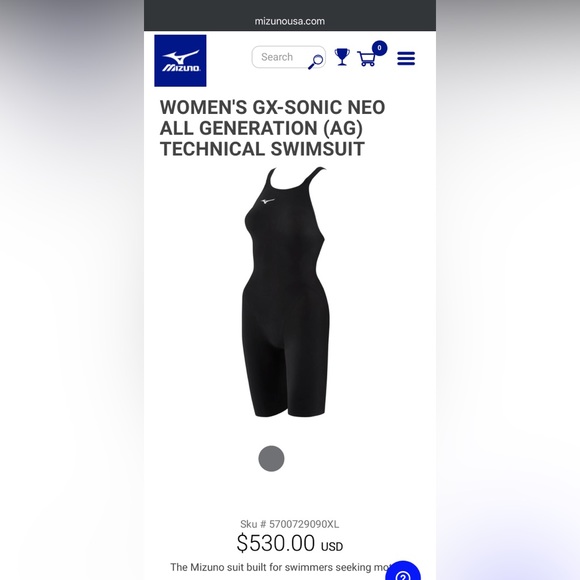 NWT Mizuno Women's GX-Sonic Neo All Generation (AG) Tech Suit - Black - M - Picture 7 of 8